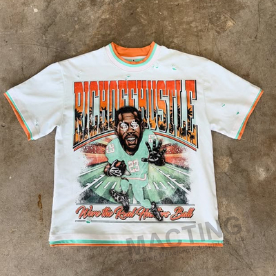 Buy 2025 Summer New Custom Three Layer Tshirt Streetwear 100% Cotton Heavyweight Distressed Printed Boxy Cropped T Shirt for Men online manufacture