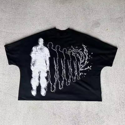 Buy 2025 Custom Graphic Crew Neck Drop Shoulder Heavyweight T-Shirts Oversized Cropped Boxy Fit T Shirt for Men online manufacture
