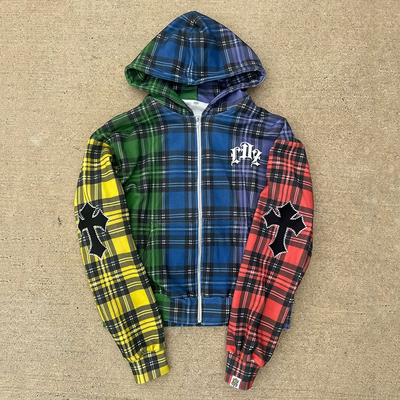 Buy Custom Streetwear Oversized Boxy Zipper Heavyweight 100% Cotton Terry Acid Wash Embroidery Distressed Zip Up Hoodie online manufacture