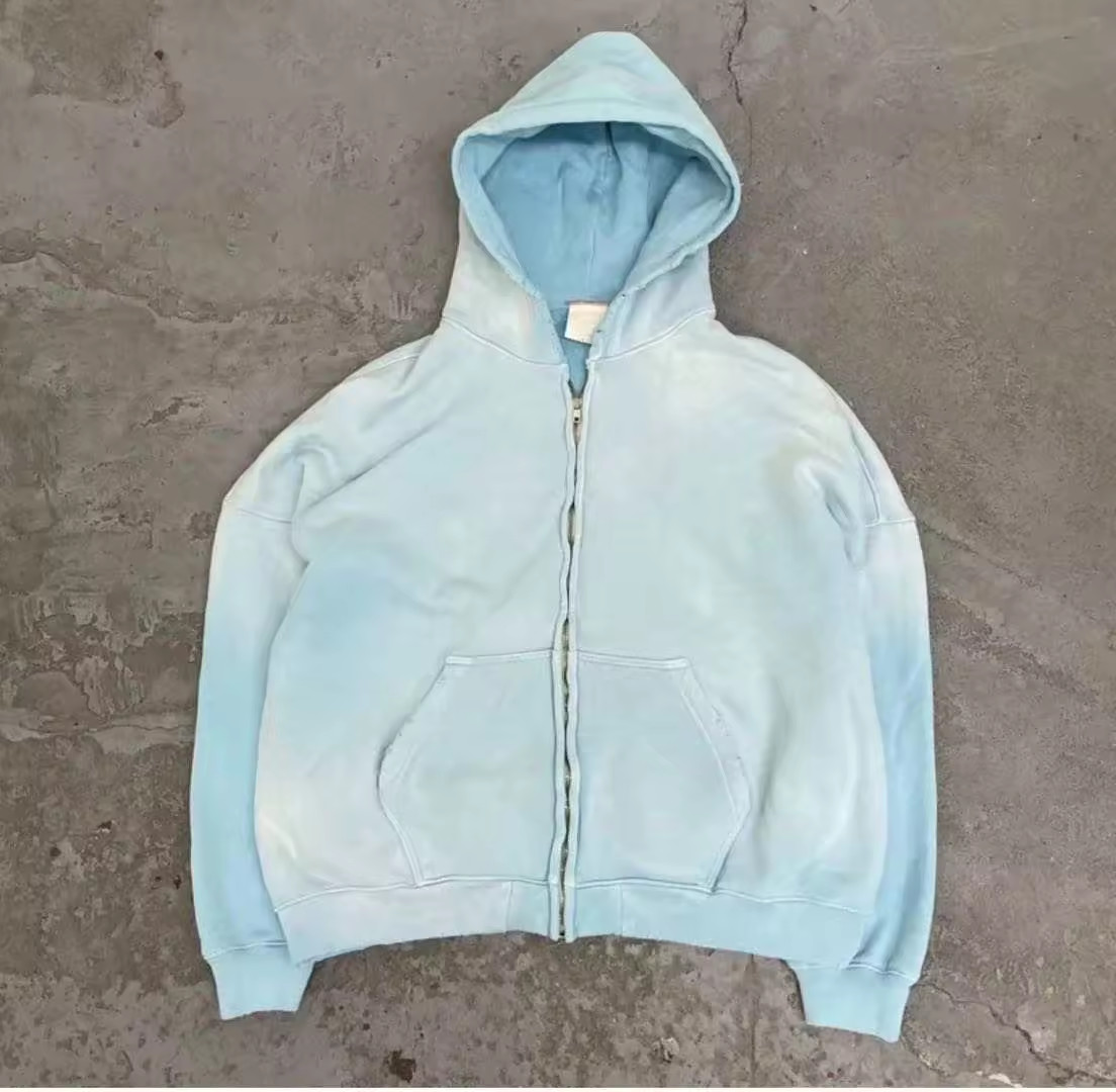 トップス Slacker Acid Wash Zip Hoodie Blue CNCPTS Melange Neoprene Zip Hoodie (Blue)