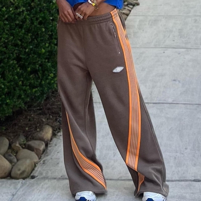 Custom Streetwear Casual Baggy Striped Wide Leg Pants for Men Lightweight Sweatpants