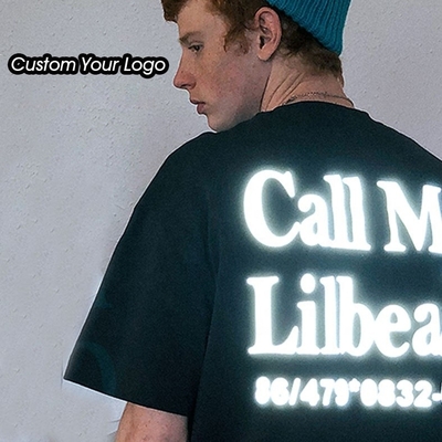 Custom Unisex Printing Graphic Luxury Heavyweight Cotton Reflective T Shirt for Men