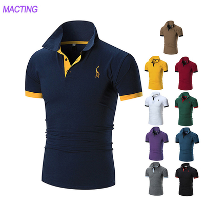 Knitted Fabric Custom Logo Plain Casual Golf Cotton Polyester Polo Shirts T-shirt For Men