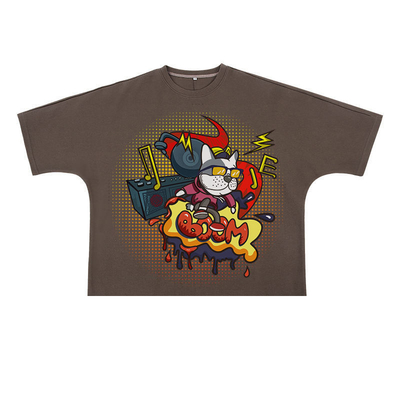 Cotton Men's Oversized T Shirt In 300 Gsm Cotton Seamless Short Sleeve Boxy Cropped Shirt Men