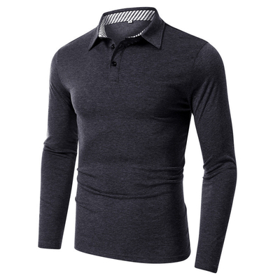 Custom Printed Long Sleeve Polo Shirts 100% Cotton for Men's Polo Customized Labels