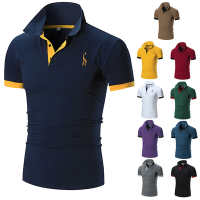 Custom Printing Methods Embroidered Deer Men's Polo Shirts for Summer Casual Style