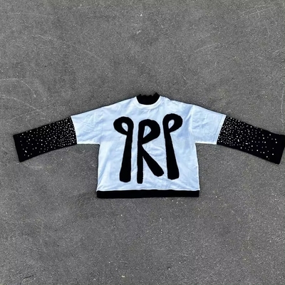 Support Customized Logo Embroidery Applique Patch Boxy Cropped Graphic T-Shirt for Men
