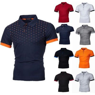 Support 7 Days Sample Order Lead Time Men's Solid Color Polo Shirt with Polka Dot Print