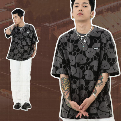 O-Neck Unisex Streetwear Custom 100% Cotton Graphic All Over Screen Print Tee T-Shirt