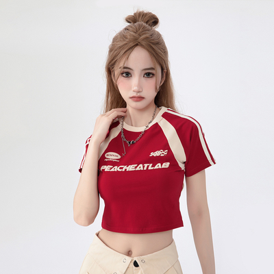 Weaving Method Knitted Y2K Style Custom Vintage Girls Letter 3D Screen Puff Print T-Shirts