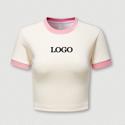 Custom Y2k Graphic Printed Streetwear Pink Baby Tee Ringer Crop Top T-shirt for Women
