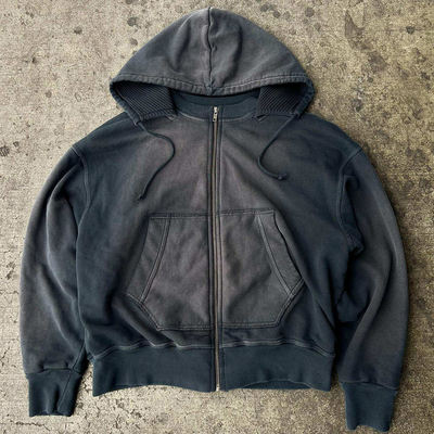 Vintage Style Printed Unisex Hoodies Fleece Blank Heavyweight French Terry Zip Up Hoodie