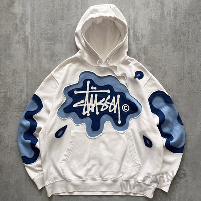 Custom Unisex Sweatshirts Pullover 100% Cotton Oversized Baggy Boxy Cropped Patch Work Patches Hoodie