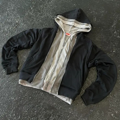 Manufacturer Custom French Terry Cotton Boxy Unisex Stone Wash Hoodies Heavyweight Double Triple Layer Zip Up Blank Hoodie Men
