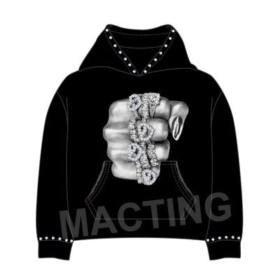 Design Your Brand Logo Streetwear 100% Cotton 500 Gsm Heavyweight Boxy Cropped Rhinestone Hoodie Custom