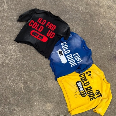 Tee-Shirt Manufacturer Custom Acid Wash Sun Faded Distressed Embroidery 100% Cotton Boxy Vintage Cropped T-shirt for Men