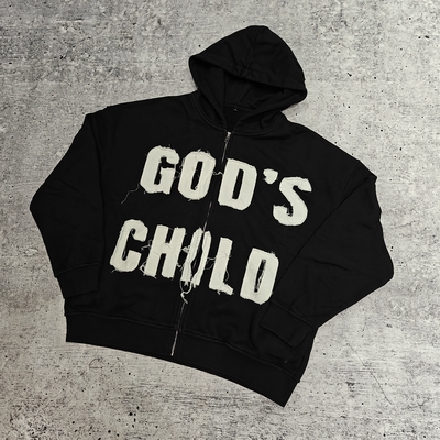 Manufacturer 420 Gsm Sun Faded Acid Washed Custom Logo Distressed Embroidery Patchwork Zip up Heavy Weight Rhinestone Hoodie