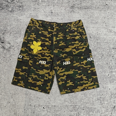 Custom New Cavas Twill Denim Shorts 100% Cotton Streetwear Summer Hunting Embroidery Cargo Camo Jean Shorts for Men