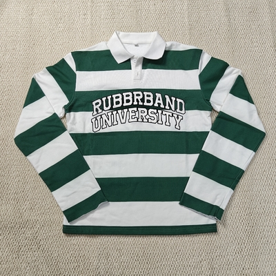 Custom Man Tshirt Button Up Collar Heavy Cotton Print Patch Embroidered Long Sleeve Rugby Shirt Polo T-shirt for Men