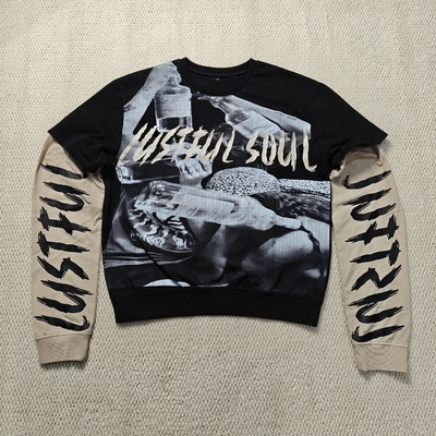 High Quality Custom Heavy Cotton DTG Printed Men's Double Layer Long Sleeve T-shirt Screen Printed Design T-Shirts