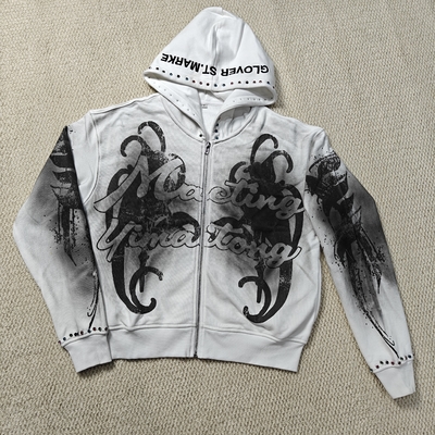 Custom 3D embroidery Dirty Washed DTG Print 500 Gsm Vintage Hoodies Boxy Fit Rhinestones French Terry Cotton Zipper Hoodie